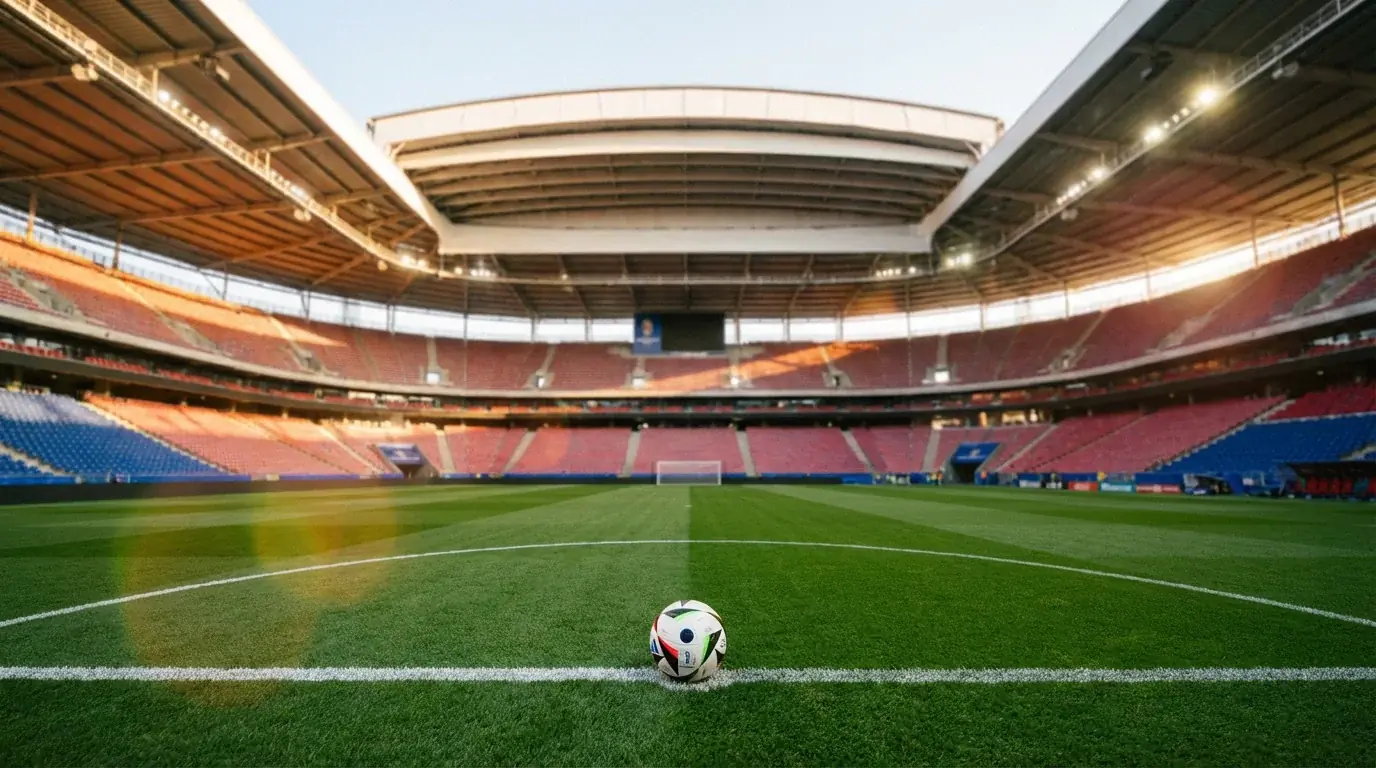 FIFA Világbajnokság 2026 - stadion pályán futball-labda a VB hivatalos arculatával
