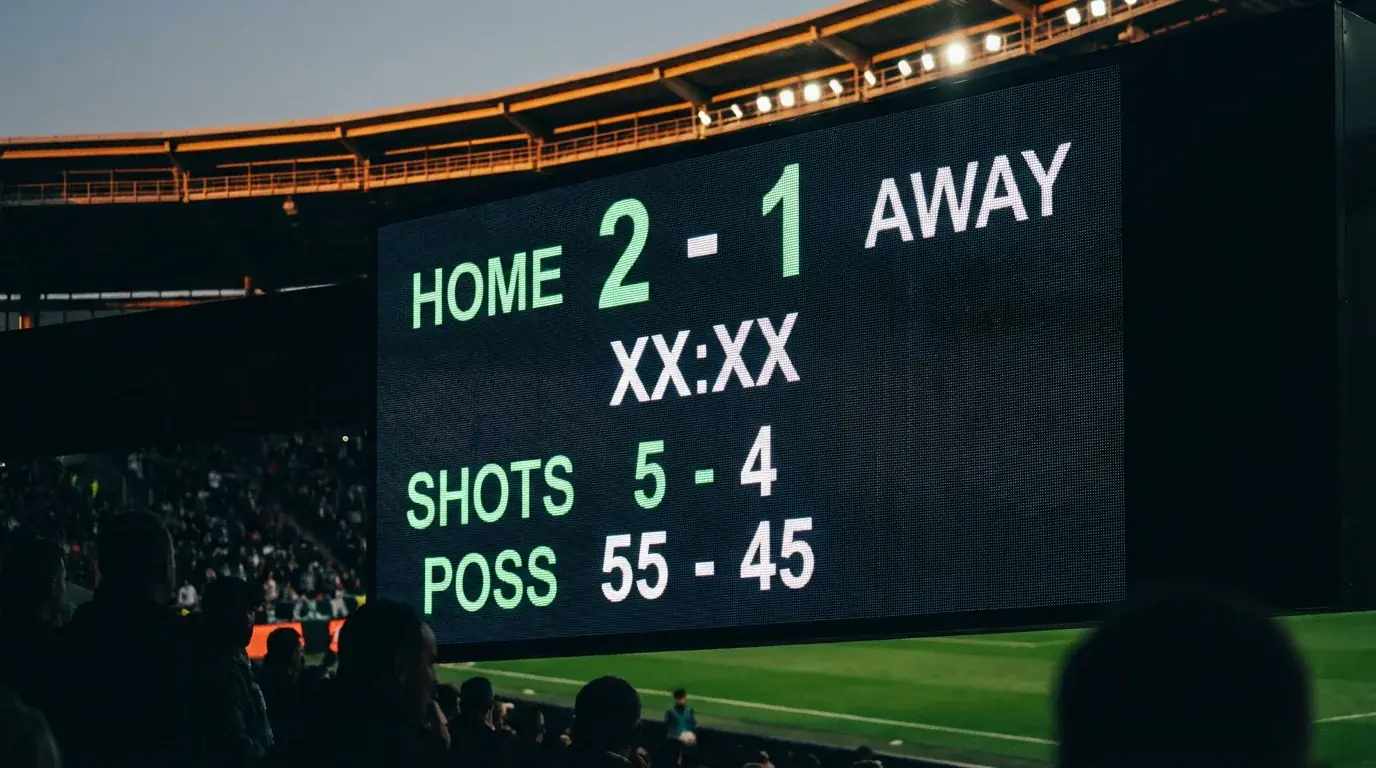 Sportfogadási tábla szorzókkal egy modern bukméker irodában, háttérben futballmérkőzés a képernyőn