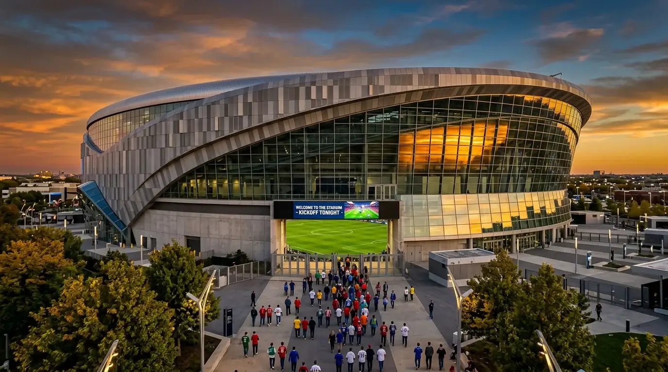 A 2026-os labdarúgó-világbajnokság 16 stadionjának áttekintő térképe